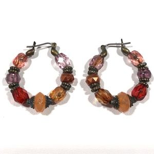 BEADED HOOP PIERCED EARRINGS
